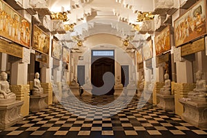 Interior of the Temple of the Sacred Tooth Relic (Sri Dalada Maligwa) in Central Sri Lanka