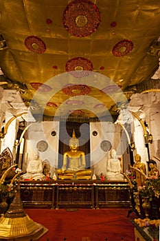 Interior of the Temple of the Sacred Tooth Relic (Sri Dalada Maligwa) in Central Sri Lanka