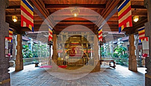 The interior of Temple of the Tooth in Kandy, Sri Lanka