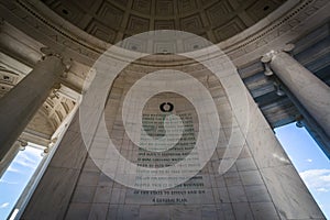 The interior of the Thomas Jefferson Memorial in Washington, DC.