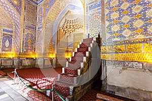 Interior of Tilya-Kori Madrasah on Registan Square in Samarkand,  Uzbekistan