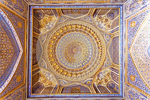 Interior of Tilya-Kori Madrasah on Registan Square in Samarkand,  Uzbekistan
