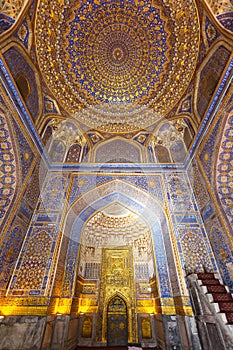 Interior of Tilya-Kori Madrasah on Registan Square in Samarkand,  Uzbekistan