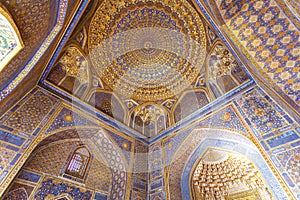 Interior of Tilya-Kori Madrasah on Registan Square in Samarkand,  Uzbekistan