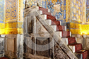 Interior of Tilya-Kori Madrasah on Registan Square in Samarkand,  Uzbekistan