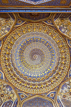 Interior of Tilya-Kori Madrasah on Registan Square in Samarkand,  Uzbekistan