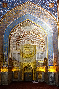 Interior of Tilya-Kori Madrasah on Registan Square in Samarkand,  Uzbekistan