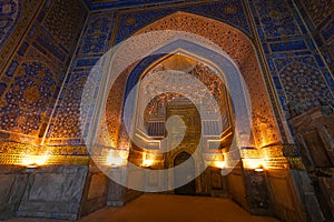 Interior of Tilya Kori Mosque and Madrasah located in Registan Square