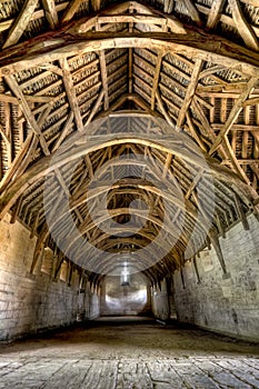 Interior of Tithe Barn, near Bath, England