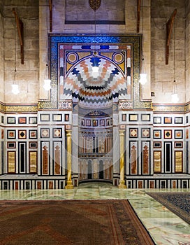 Interior of the tomb of the Reza Shah of Iran, Al Rifaii Mosque, Royal Mosque, Cairo, Egypt