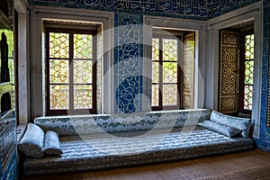 Interior of Topkapi Palace, detail and decoration of the castle, Istanbul, Turkey