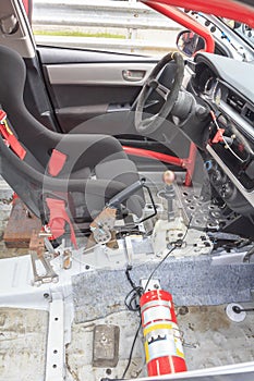 Interior of touring car for racing