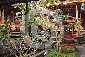 Interior of traditional balinese garden lanscaping detail