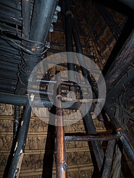 Interior of traditional hut in Lembur Barat