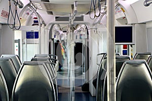 Interior of a train with empty seats