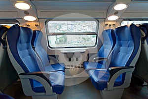 Interior of the train of the long-distance message