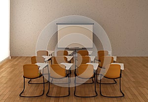 Interior of the training room with marker board an