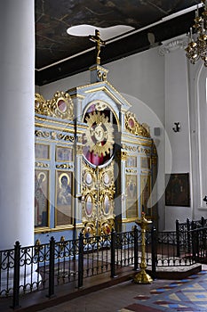 The interior of the Trinity Cathedral built in 1816 in Gus-Khrustalny, Russia