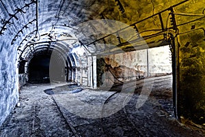 Interior of tunnel in abandoned coal mine