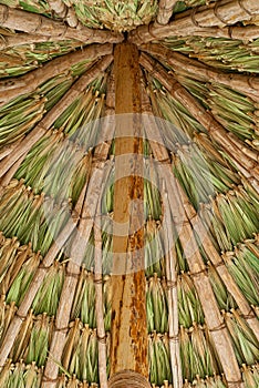 Interior of a typical Mexican hut, closed using Agave leaves, taken in Tecoh