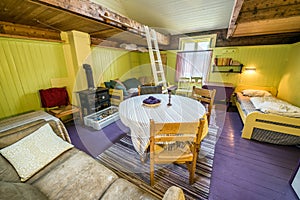 Interior of a typical norwegian rorbuer hut