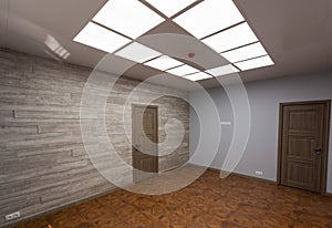 Interior of typical office - empty room - without furniture after construction,overhaul, remodeling, rebuilding, home