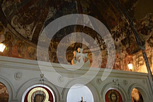 Interior of Ubisa church and monastery in Imereti region, republic of Georgia