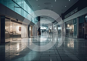 interior of ultra modern shopping mall, minimalist architecture