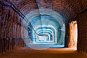 Interior of the underground corridor in the salt mine