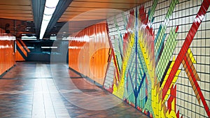 Interior of an underground station in Berlin, Germany