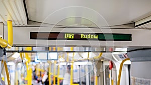 Interior of an underground train in Berlin, Germany