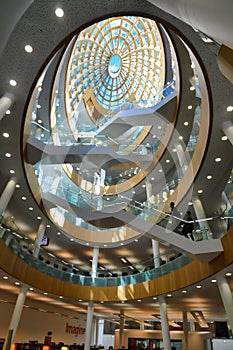 Library interior, spectacular glass dome ceiling