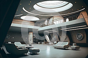 interior of utopian retrofuturistic moonbase, neural network generated art