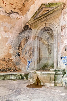 Interior of the vandalized Casa da Agua (Water House)
