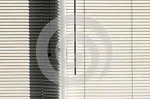 Interior view of adjustable window curtain