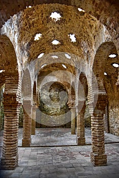 Interior view of the Arab baths of Ronda in Spain