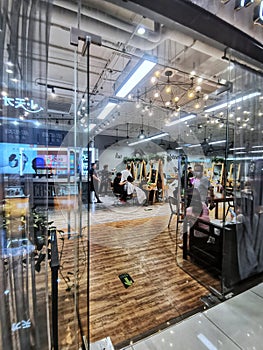 interior view of Barber shopw in Wuhan city