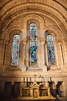 Interior view of the Basilica of the sacred Heart of Paris, commonly known as the Sacre Coeur Basilica