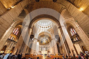 Interior view of the Basilica of the sacred Heart of Paris, commonly known as the Sacre Coeur Basilica