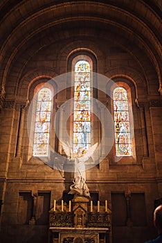 Interior view of the Basilica of the sacred Heart of Paris, commonly known as the Sacre Coeur Basilica