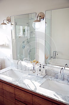 Interior View Of Beautiful Bathroom In New Family House