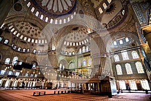 Interior view from the Blue Mosque, Sultanahmed Mosque built by Sultan Ahmed photo