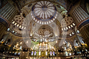 Interior view from the Blue Mosque, Sultanahmed Mosque built by Sultan Ahmed photo