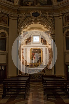 Interior view of Chiesa Nuova church, Assisi, Umbria, Italy