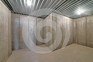 Interior view of a cold storage room of house used for storing perishable food