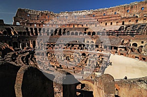 Interior View Of The Colosseum Arena In Rome Italy On A Wonderful Spring Day