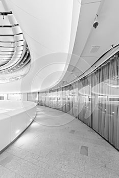 Interior view of corridor of modern building