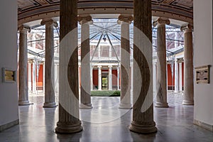 Interior view of the courtyard of Zappeion Hall, a neo-classical building at the center of Athens city