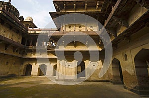 Interior view of Datia Palace. Also known as Bir Singh Palace or Bir Singh Dev Palace. Datia. Madhya Pradesh