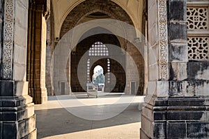 Interior view of details at the Gateway of India in Mumbai